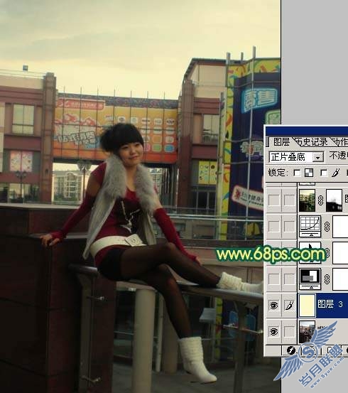 Photoshop调出照片偏暗人物流行的青色调
