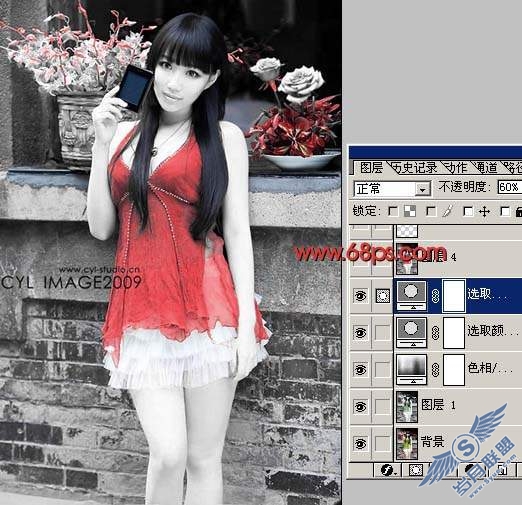 Photoshop调出照片人物单一的红色调