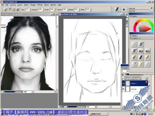 用Painter9临摹照片绘人像素描_天极设计在线整理