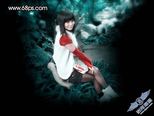 Photoshop照片处理:调出可爱暗红色的美女照片