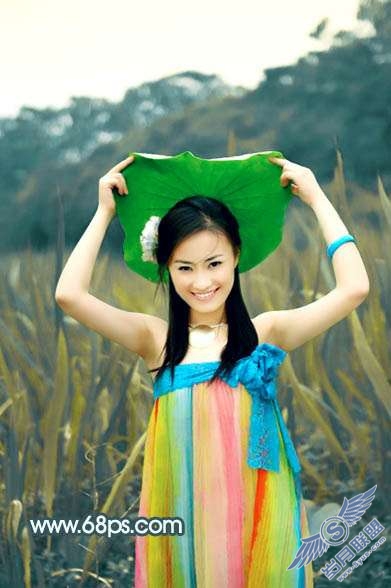 Photoshop照片处理:调出古典暗黄色外景美女照片【图】_