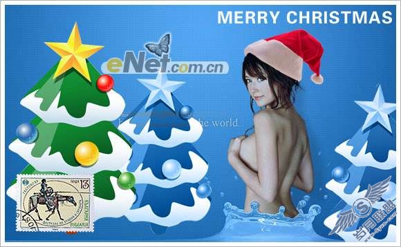 Photoshop设计制作美女圣诞节贺卡教程【图】_