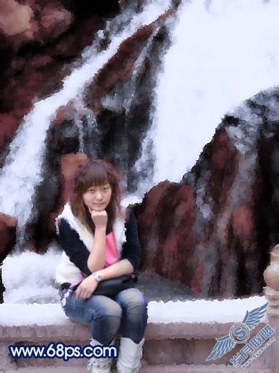 Photoshop调出外景人物照片淡水彩画效果