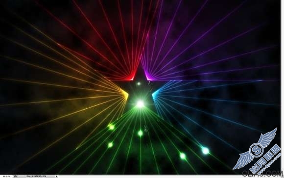 Photoshop与Illustrator结合制作五星闪耀光芒效果图【图】_