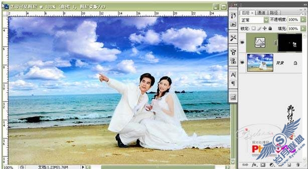 Photoshop打造海景婚片的清晰开阔