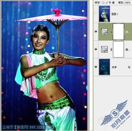 Photoshop曲线修复严重偏暗的舞台照片