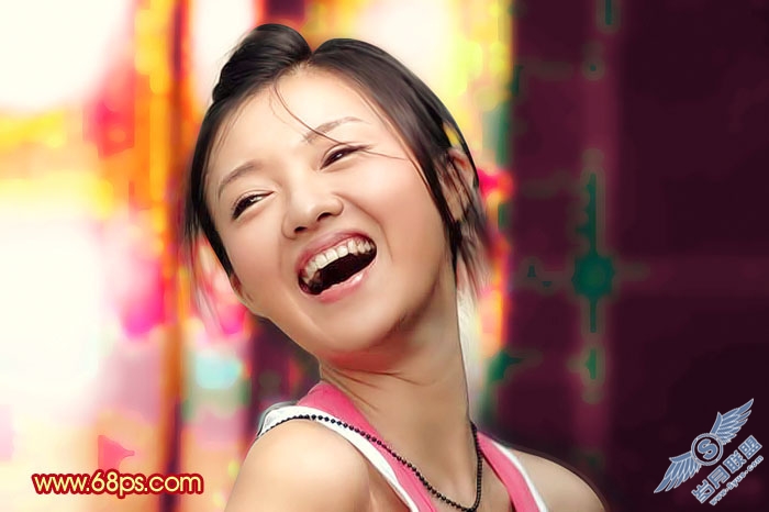 Photoshop给暗光照片加上绚丽的背景