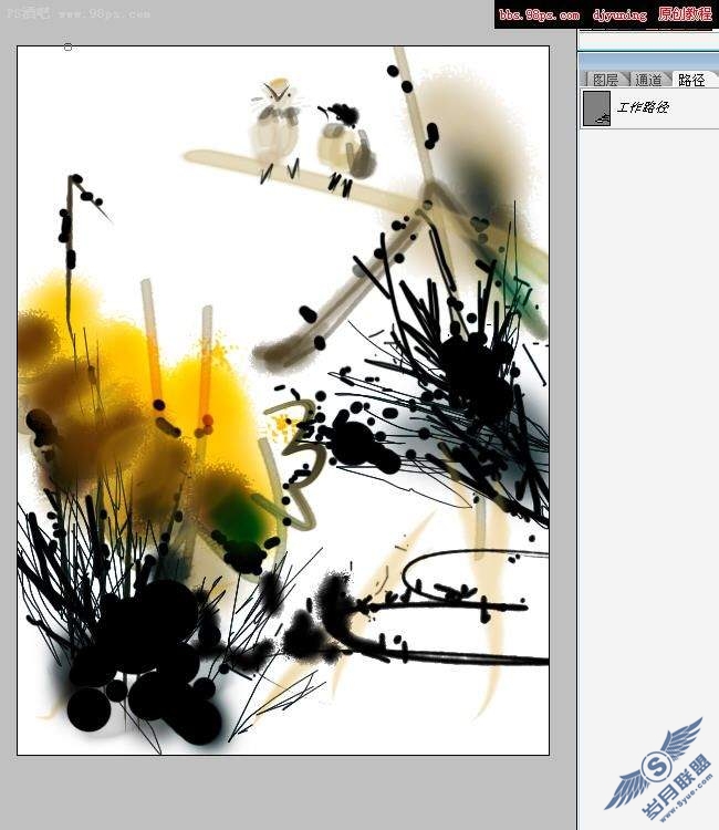 Photoshop鼠绘: 重彩水墨画《私语》
