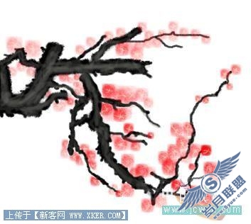 Photoshop手绘教程:绘制水墨梅花入卷轴效果