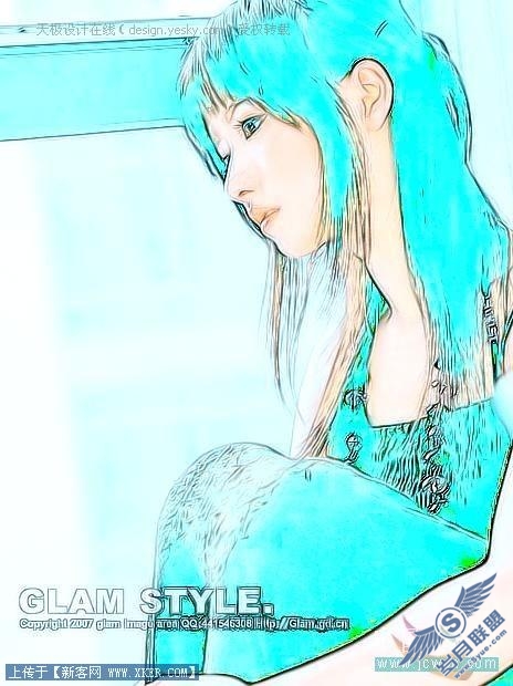 Photoshop巧将照片处理成淡彩线描特效_天极设计在线整理