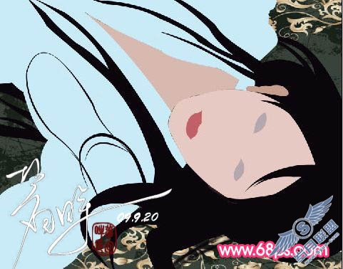 Photoshop鼠绘漂亮的古典美女插画