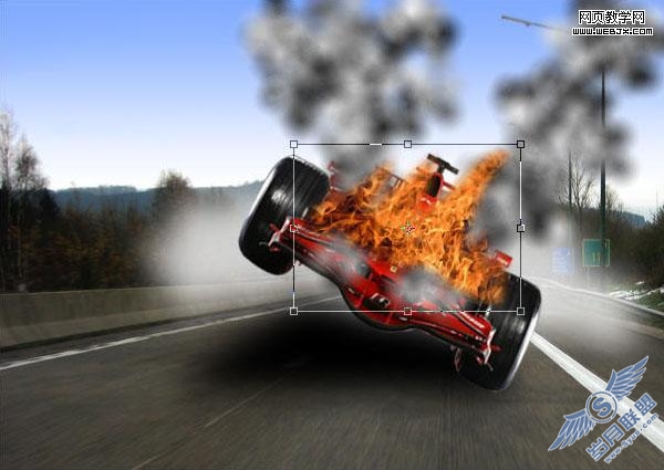 Photoshop照片合成教程:着火的疯狂F1赛车
