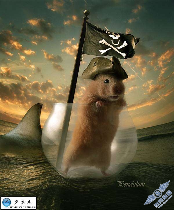 photoshop制作老鼠在透明玻璃瓶里的效果【图】_