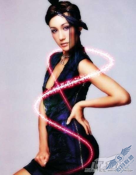 photoshop照片处理：制作绚丽环绕美女的光环效果_