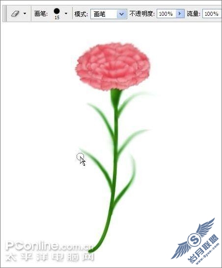 母亲节用AdobePhotoshop鼠绘一支康乃馨(7)