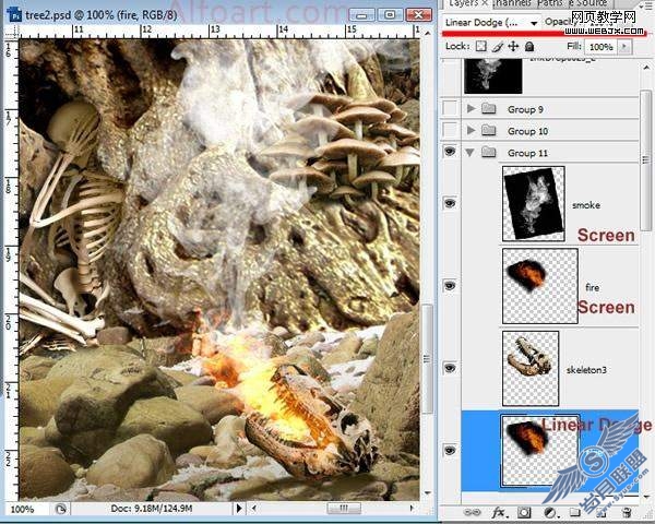 Photoshop合成制作阴森恐怖的人面树