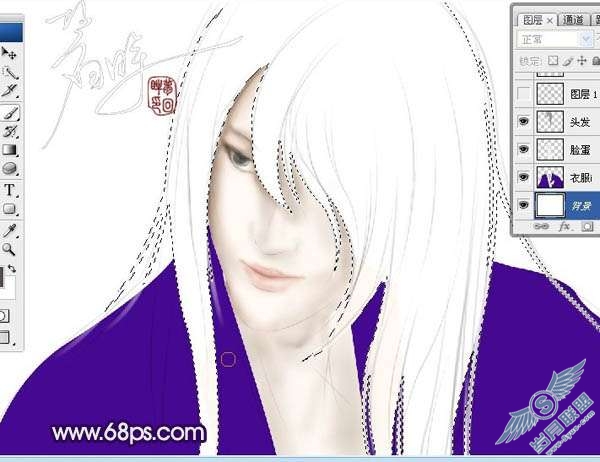 Photoshop鼠绘超酷的白发美男【图】_