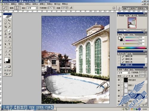 Photoshop滤镜巧妙模拟下雪效果_