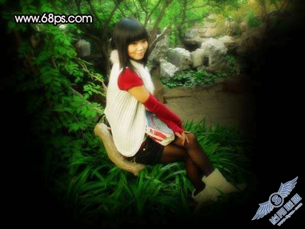 Photoshop照片处理:调出可爱暗红色的美女照片