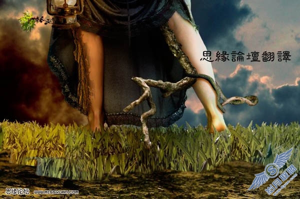 PS合成捆满树枝的美女