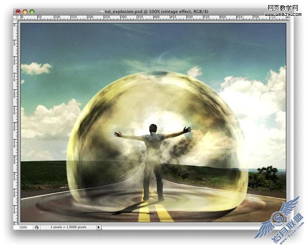 Photoshop经典合成教程:人的能量推翻汽车