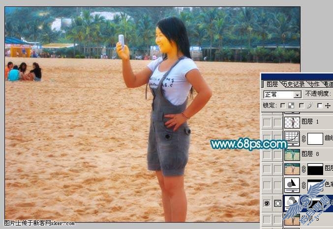 Photoshop调出偏暗外景照片的流行色