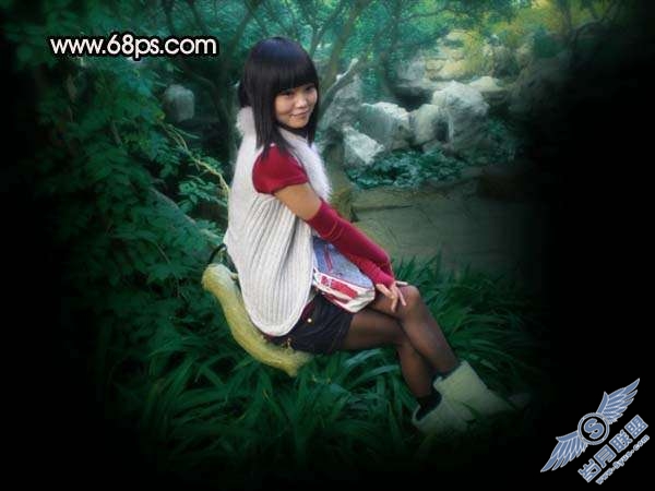 Photoshop照片处理:调出可爱暗红色的美女照片
