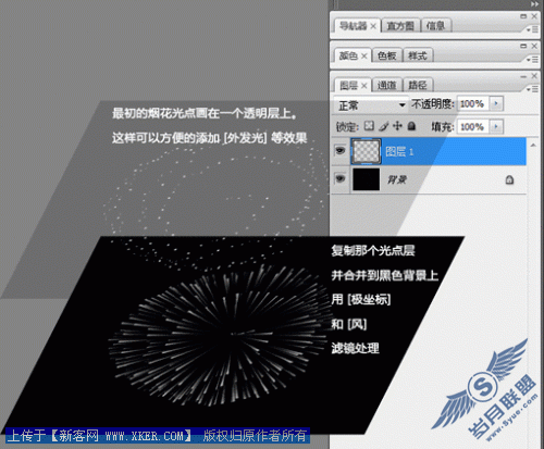 Photoshop极坐标滤镜打造烟花详解_天极设计在线整理