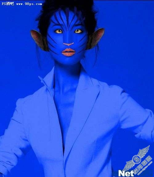 photoshop照片处理:将美女处理成阿凡达人物【图】_