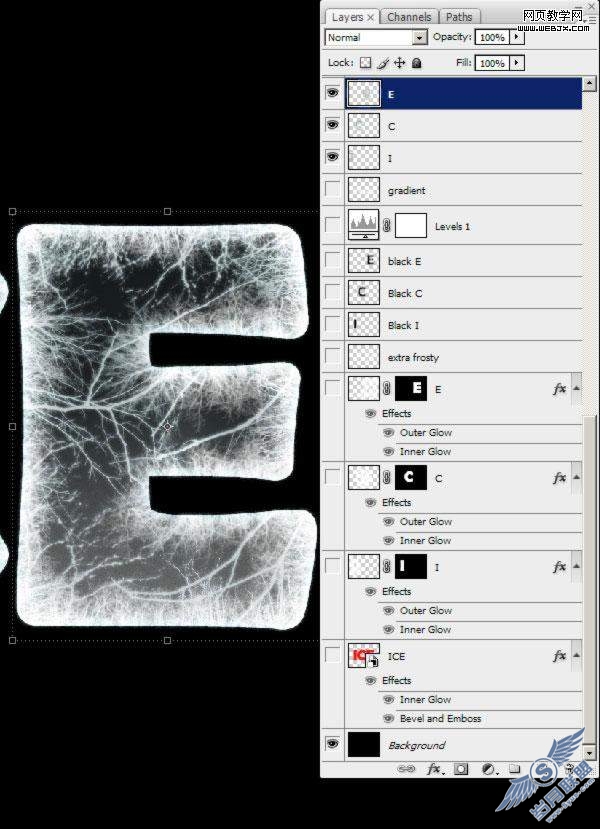 Photoshop教程:打造冰冻的冰雪文字效果