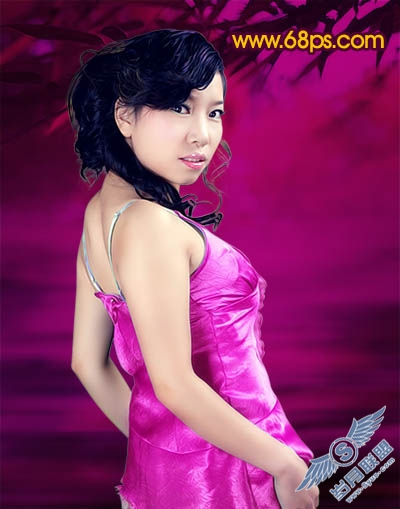 Photoshop打造一幅紫色的古典美女图