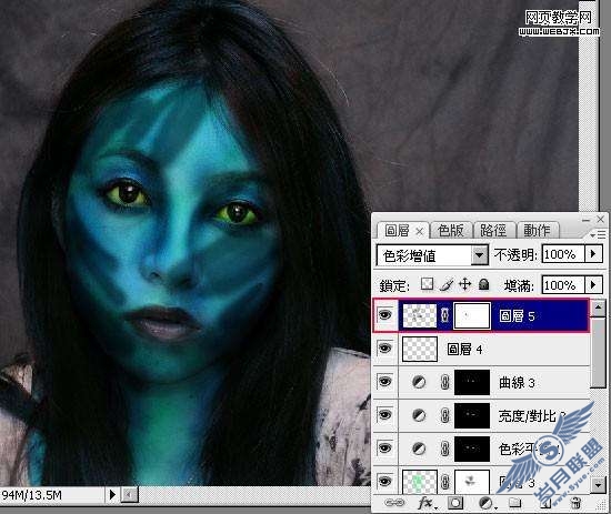 Photoshop处理人物头像成阿凡达电影中外星人【图】_