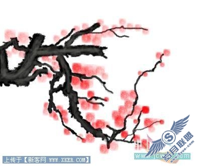 Photoshop手绘教程:绘制水墨梅花入卷轴效果