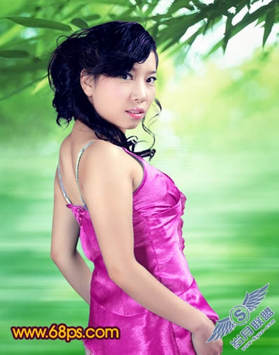 Photoshop打造一幅紫色的古典美女图