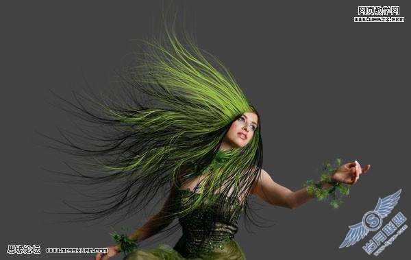 Photoshop合成教程:制作幽暗森林里的绿色魔女【图】_