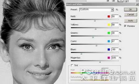 Photoshop CS3亲密接触(5):怀旧赫本 黑白魅影(图八)