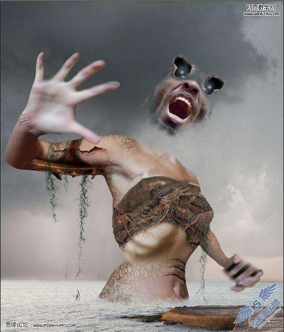 Photoshop制作被冰冻住效果的恶魔