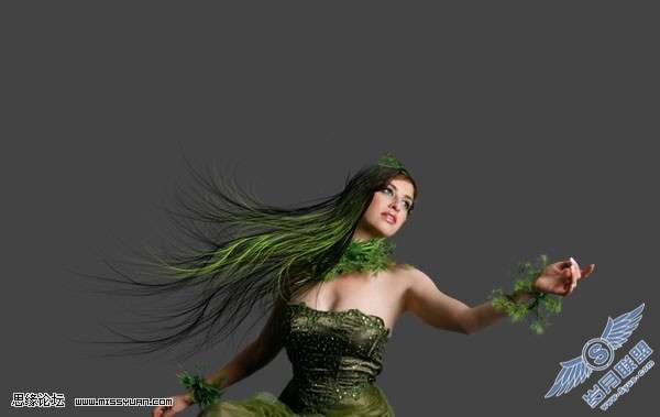 Photoshop合成教程:制作幽暗森林里的绿色魔女【图】_