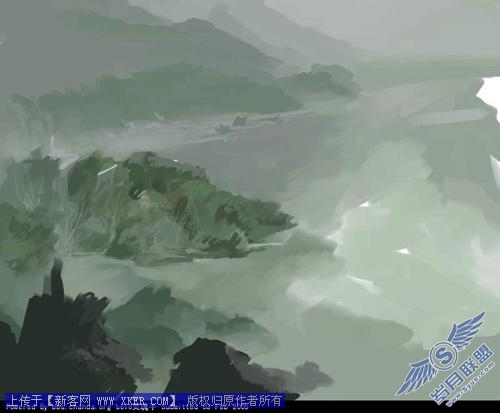 Painter手绘夜色中的海浪_天极设计在线整理