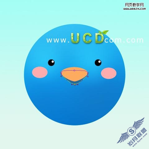 Photoshop教程:绘制可爱的卡通小鸟图标