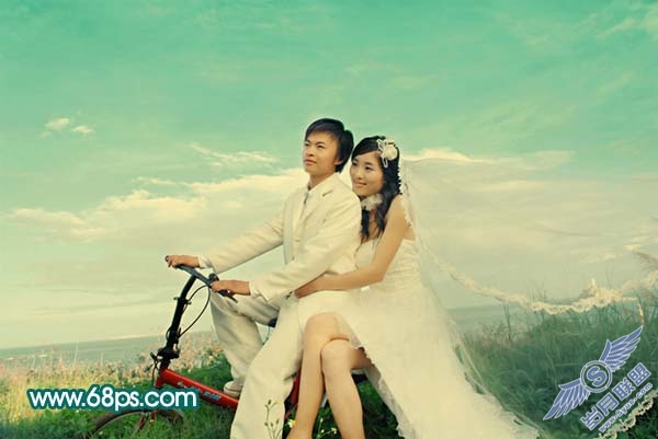 Photoshop调出外景婚片温馨的暖色调