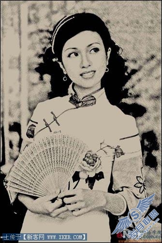Photoshop把照片变成画像效果
