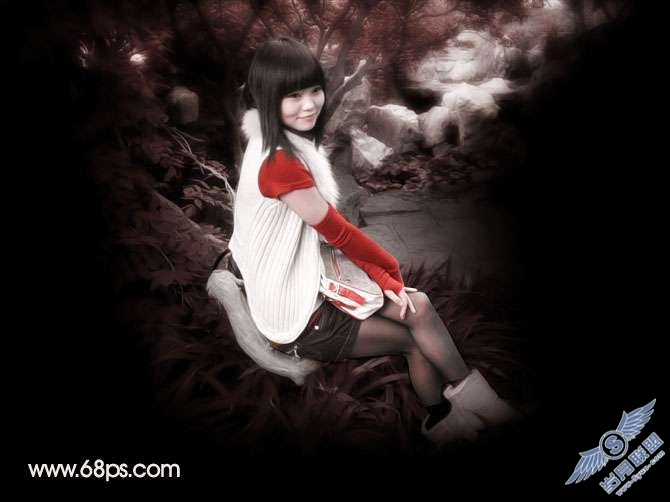 Photoshop照片处理:调出可爱暗红色的美女照片