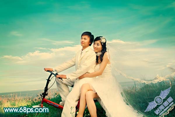 Photoshop调出外景婚片温馨的暖色调