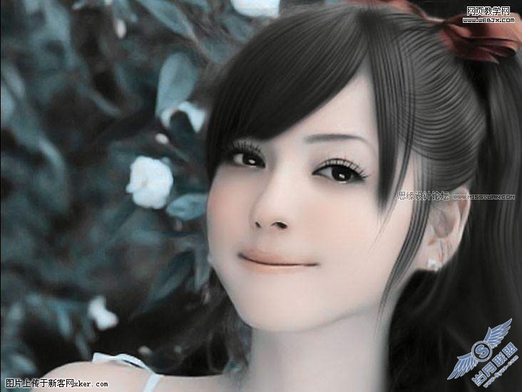 Photoshop照片仿手绘教程:另类色调美女照片
