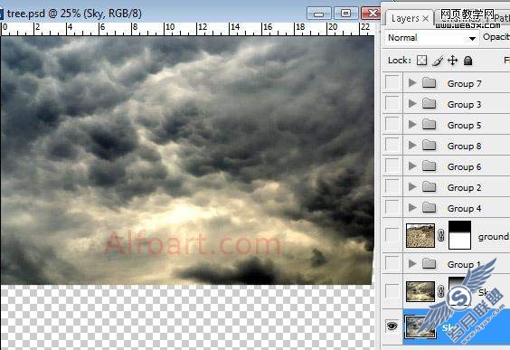 Photoshop合成制作阴森恐怖的人面树