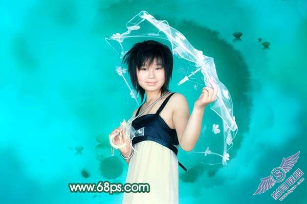 Photoshop照片处理:制作淡水墨背景照片【图】_