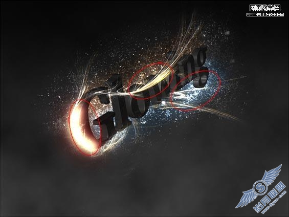 Photoshop制作超酷的光束装饰的立体字