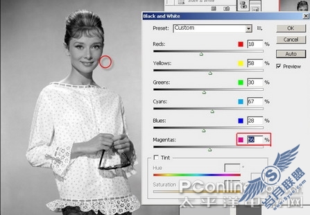 Photoshop CS3亲密接触(5):怀旧赫本 黑白魅影(图五)