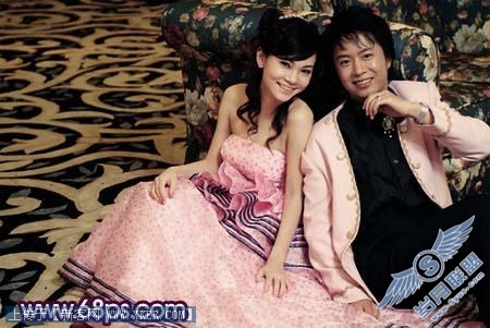 Photoshop调出浪漫的蓝紫色婚片